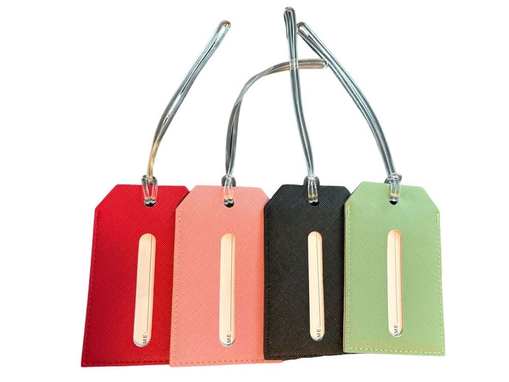 Toughergun Luggage Tags Set of 4 Faux Leather Multicolor